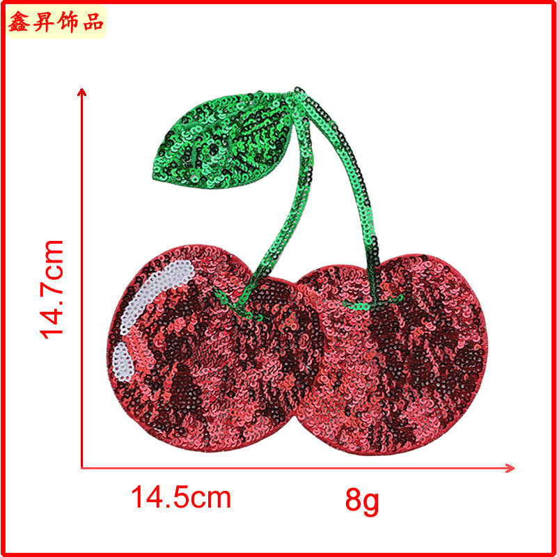 Wholesale personality exquisite cherry cherries beads sequins embroidered patch cloth stickers clothes
